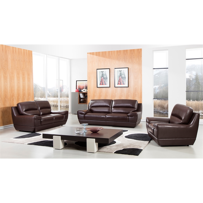 EK018 Dark Brown Color With Italian Leather Loveseat