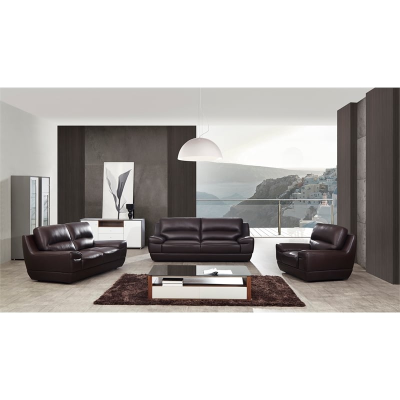 EK018 Dark Brown Color With Italian Leather Loveseat