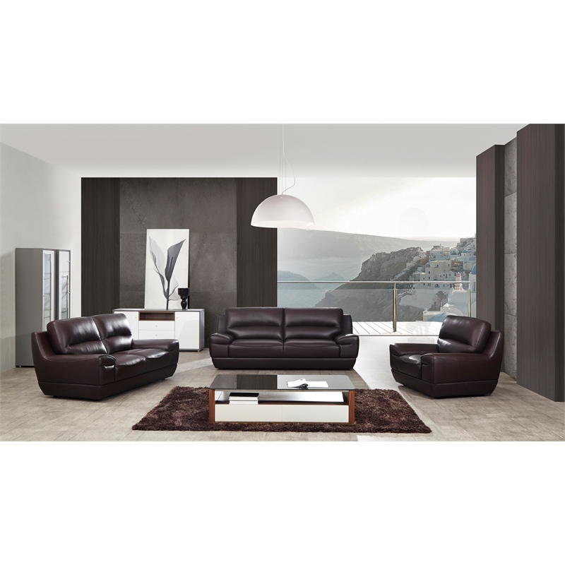 EK018 Dark Brown Color With Italian Leather Sofa