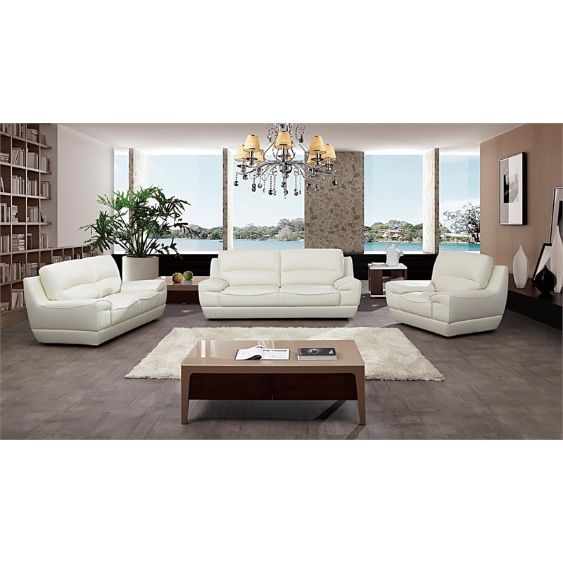 EK018 White Color With Italian Leather Loveseat