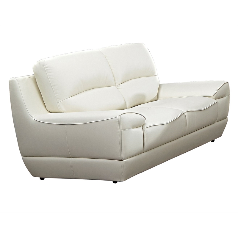 EK018 White Color With Italian Leather Loveseat