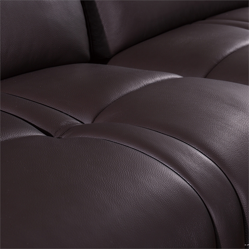 EK-L201 Dark Brown Color With Genuine Leather Sectional - Left Facing Chaise