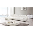 EK-L201 White Color With Genuine Leather Sectional - Left Facing Chaise