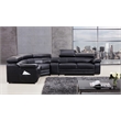 EK-L516 Black Color With Genuine Leather Sectional - Left Facing Chaise
