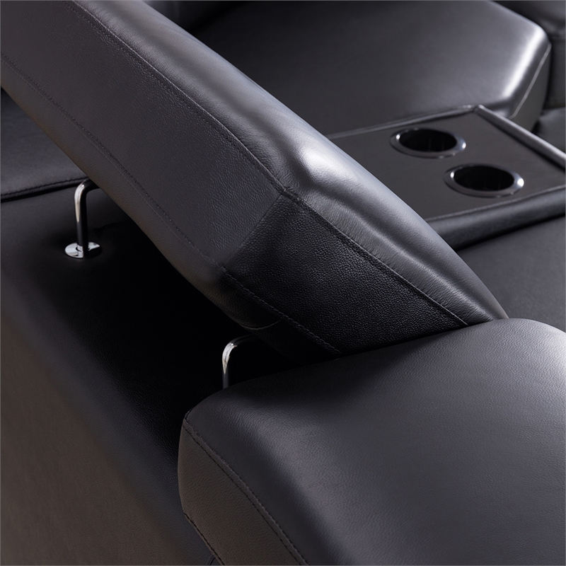 EK-L516 Black Color With Genuine Leather Sectional - Left Facing Chaise