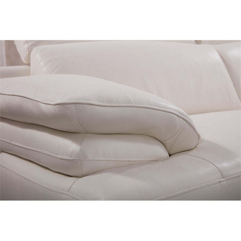 EK-L525L White Color With Top Grain Leather- Right Facing Chaise Sectional