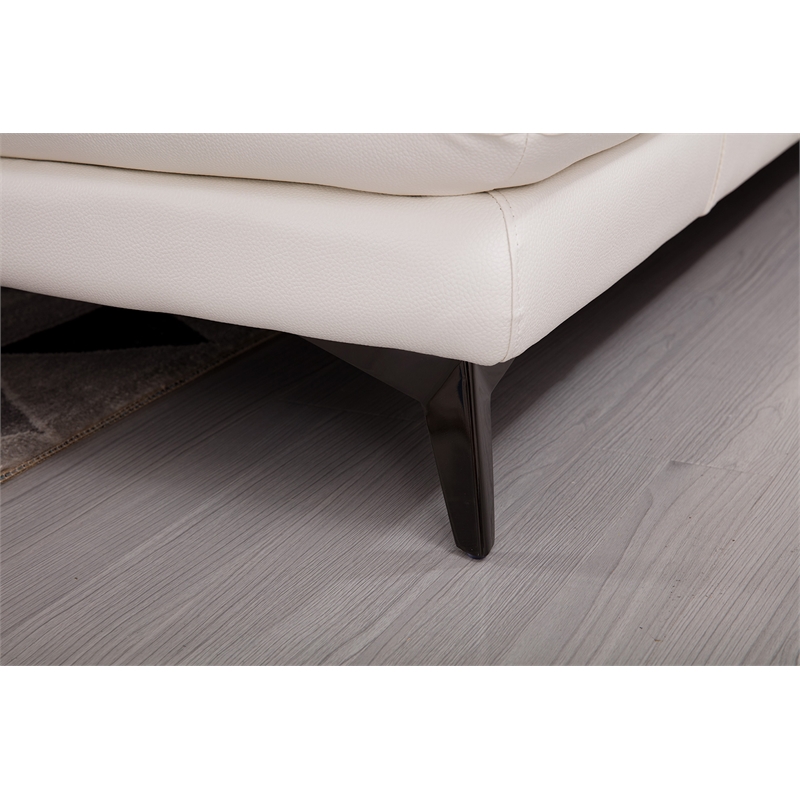 EK-L525L White Color With Top Grain Leather- Right Facing Chaise Sectional