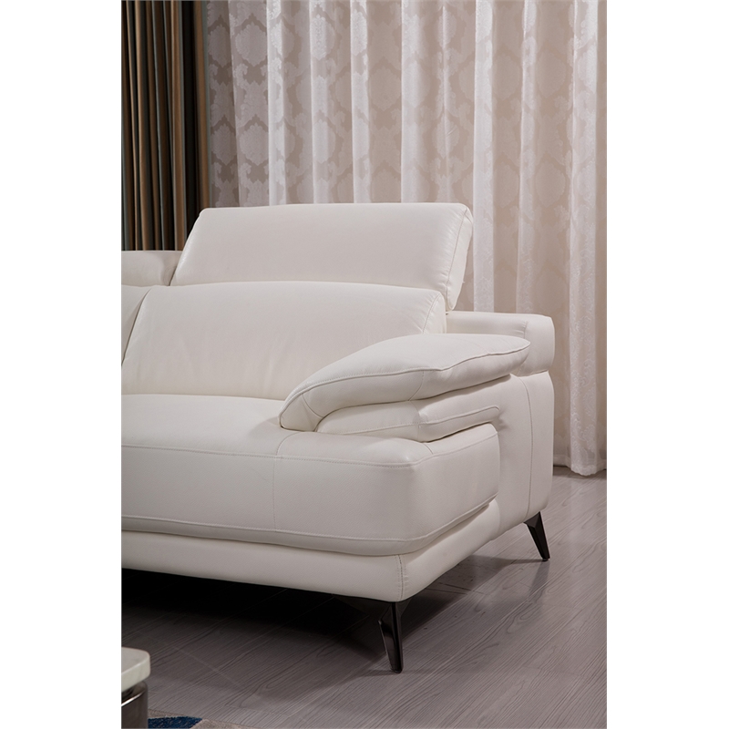 EK-L525R White Color With Top Grain Leather -Right Sitting Chaise Sectional