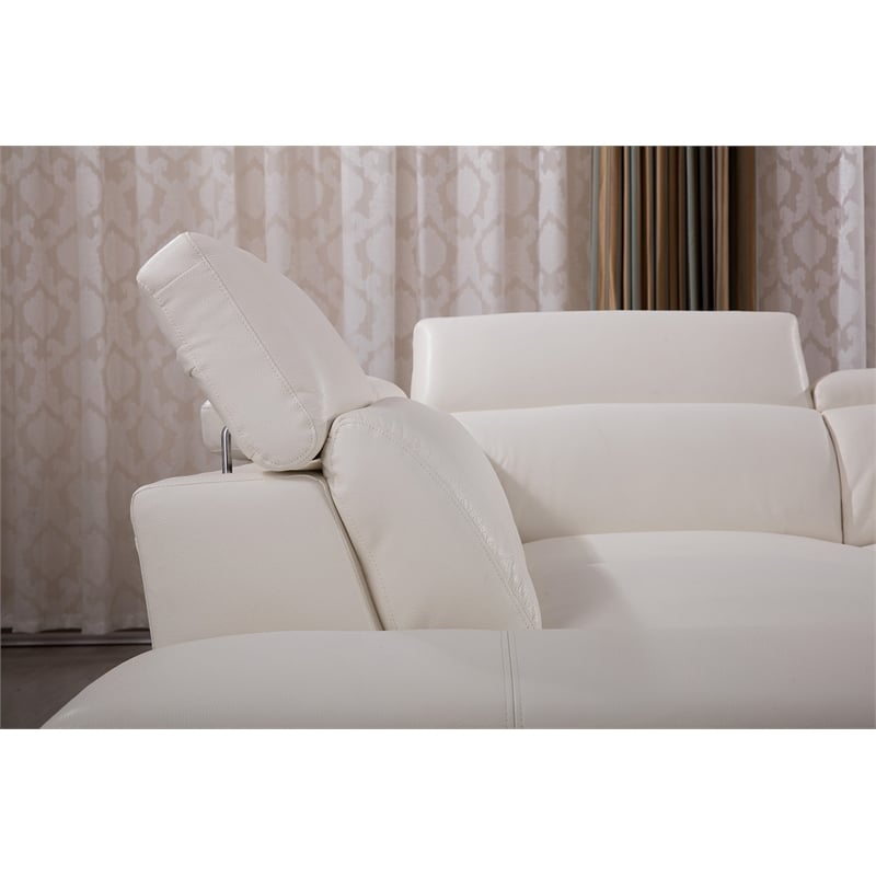 EK-L525R White Color With Top Grain Leather -Right Sitting Chaise Sectional