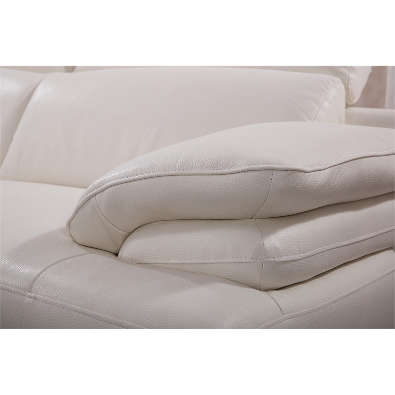 EK-L525R White Color With Top Grain Leather -Right Sitting Chaise Sectional