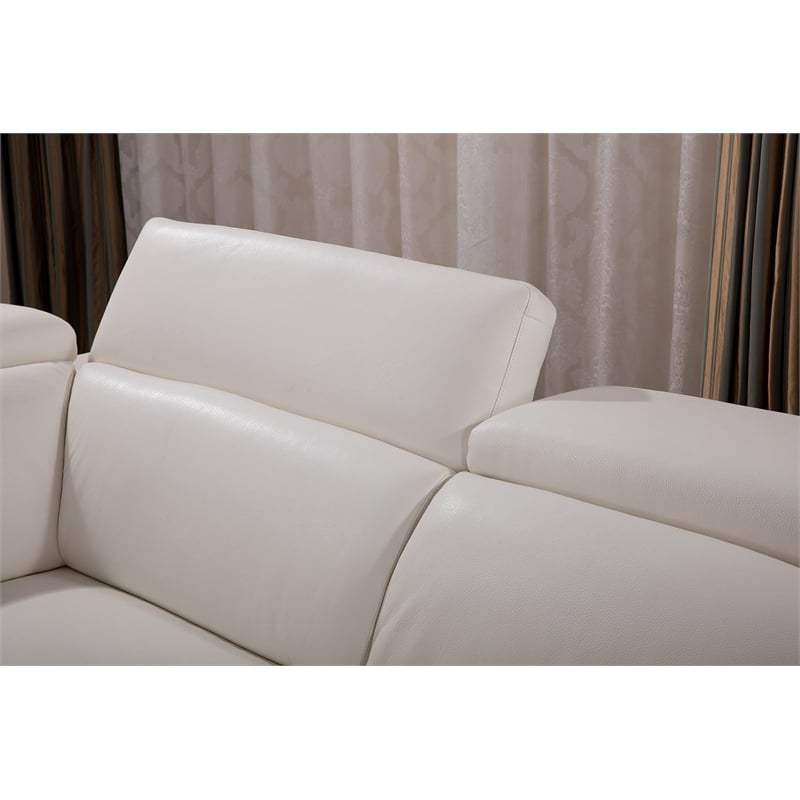 EK-L525R White Color With Top Grain Leather -Right Sitting Chaise Sectional