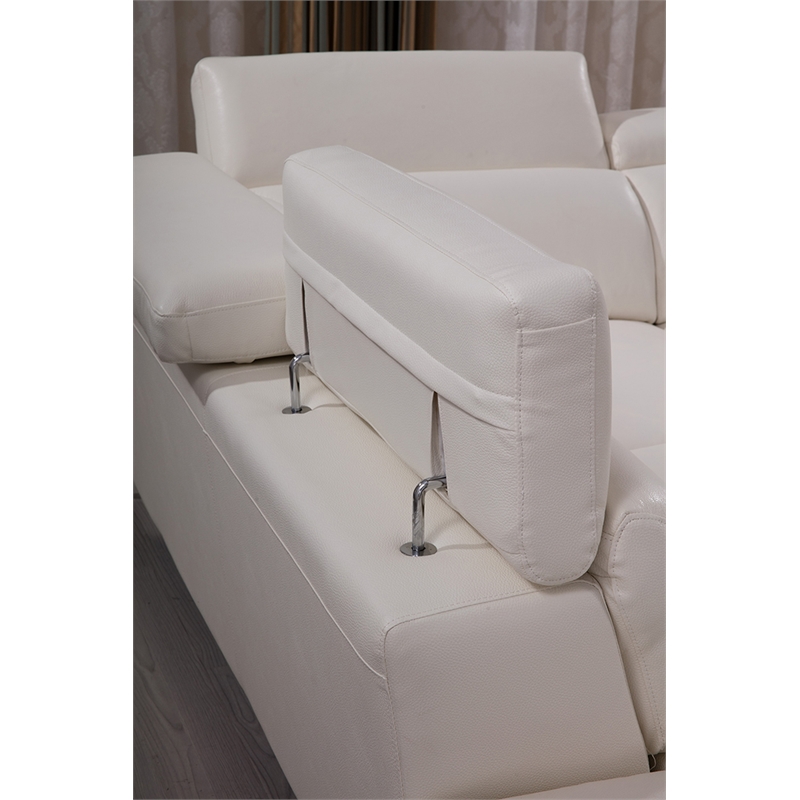 EK-L525R White Color With Top Grain Leather -Right Sitting Chaise Sectional