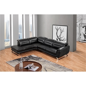 EK-LH756 Black Color With Top-grain Cow Hide Sectional - Left Facing Chaise