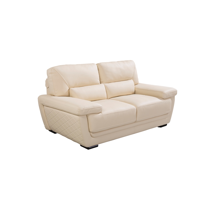 EK019 Cream Color With Italian Leather Loveseat