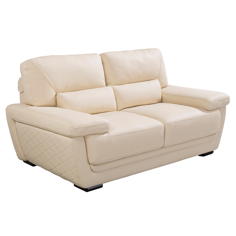EK019 Cream Color With Italian Leather Loveseat