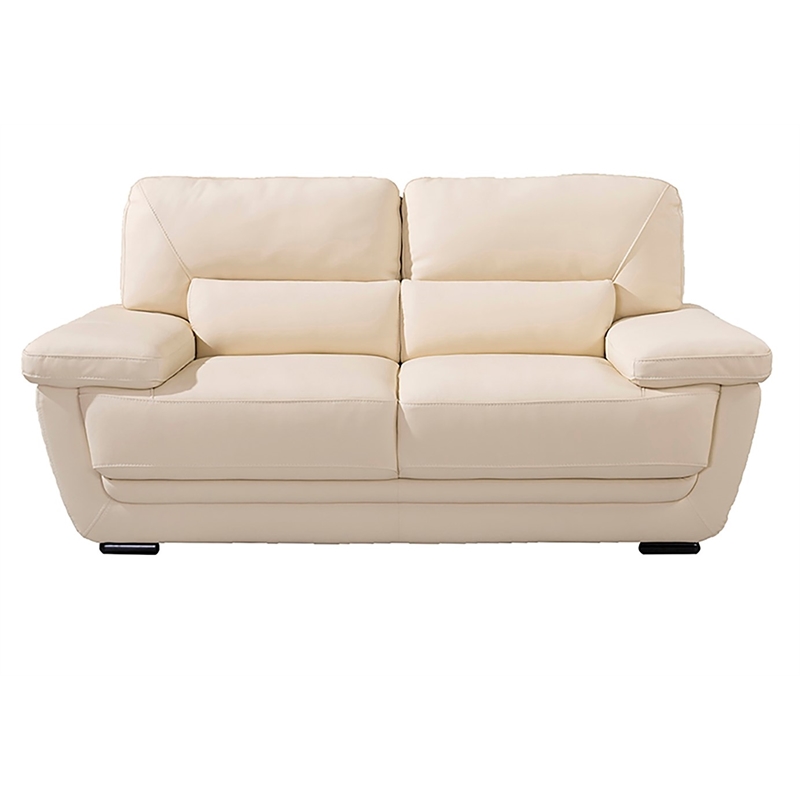 EK019 Cream Color With Italian Leather Loveseat