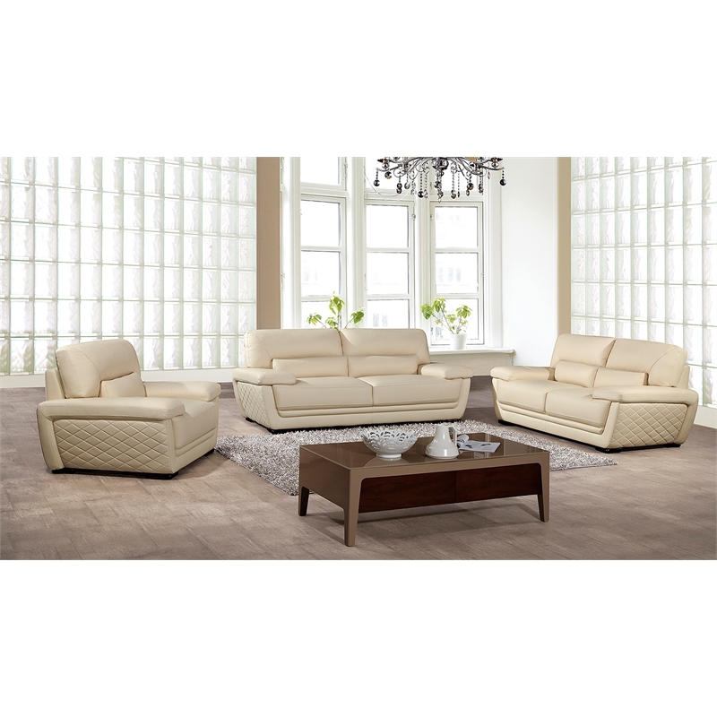 EK019 Cream Color With Italian Leather Loveseat