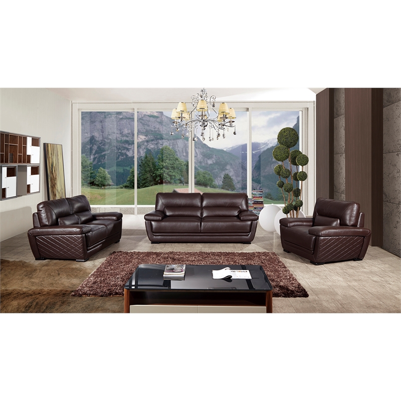 EK019 Dark Brown Color With Italian Leather Sofa