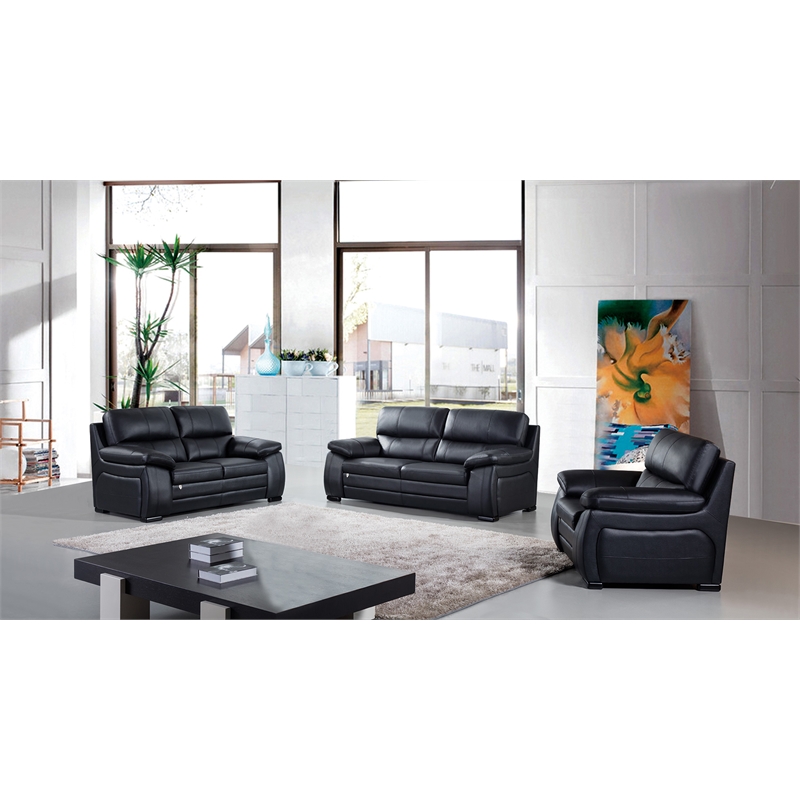 EK041 Black Color With Italian Leather Loveseat
