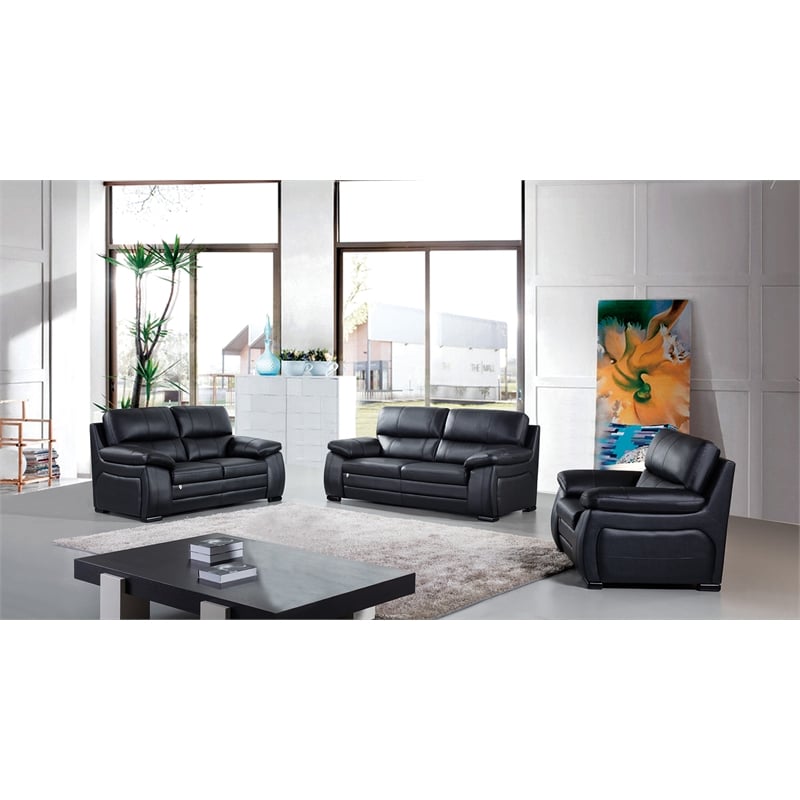 EK041 Black Color With Italian Leather Sofa