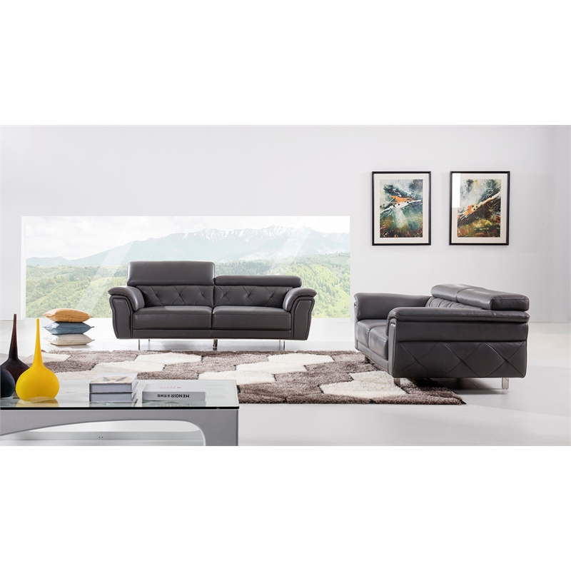 EK068 Dark Gray Color With Italian Leather Chair