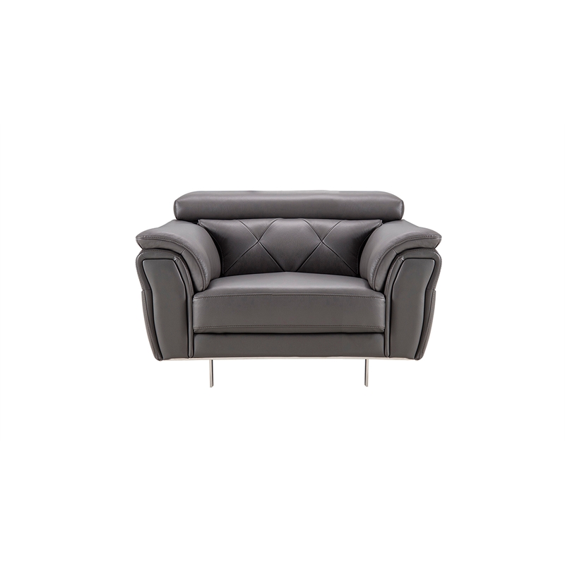 EK068 Dark Gray Color With Italian Leather Chair