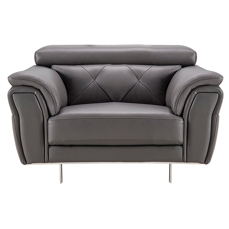 EK068 Dark Gray Color With Italian Leather Chair