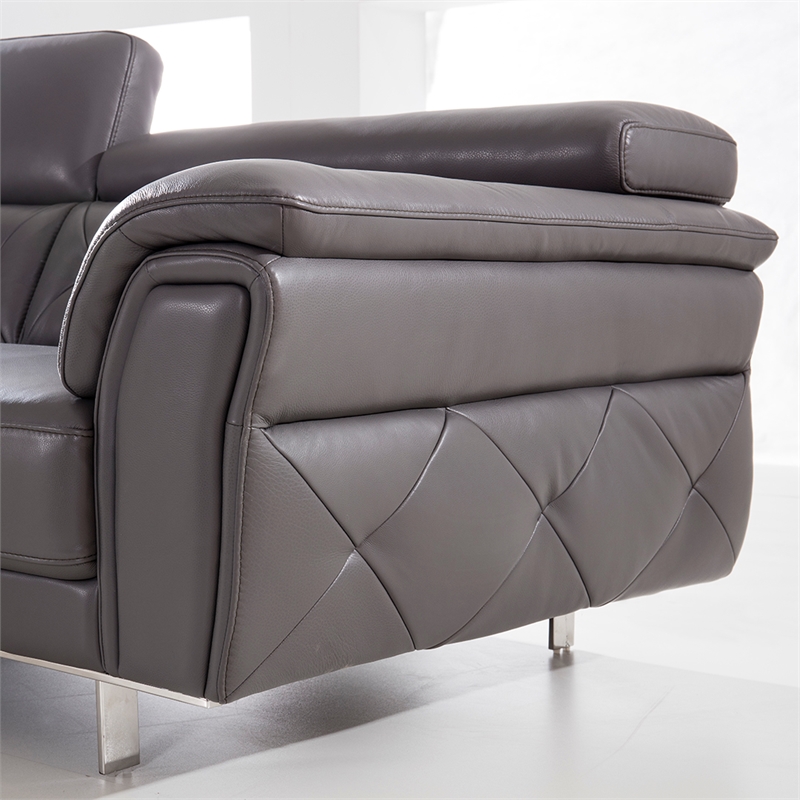 EK068 Dark Gray Color With Italian Leather Sofa