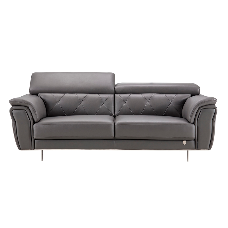 EK068 Dark Gray Color With Italian Leather Sofa