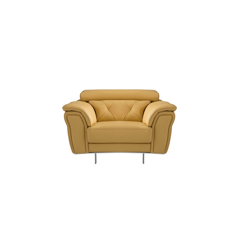 EK068 Yellow Color With Italian Leather Chair
