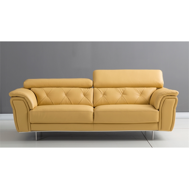 EK068 Yellow Color With Italian Leather Sofa
