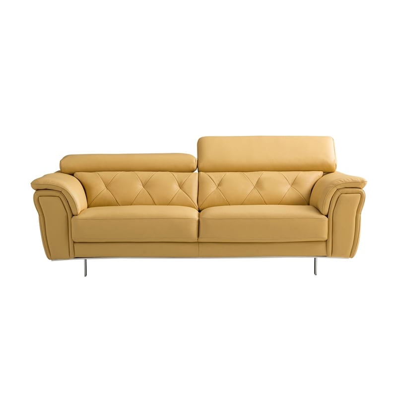 EK068 Yellow Color With Italian Leather Sofa