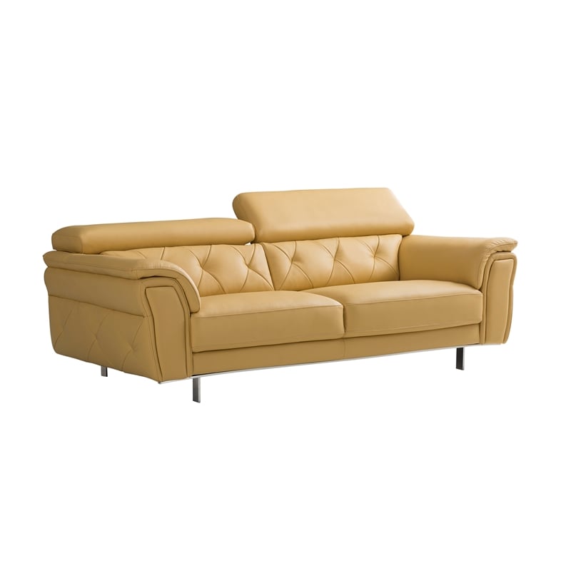 EK068 Yellow Color With Italian Leather Sofa