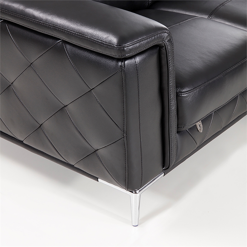 EK071 Black Color With Italian Leather Loveseat