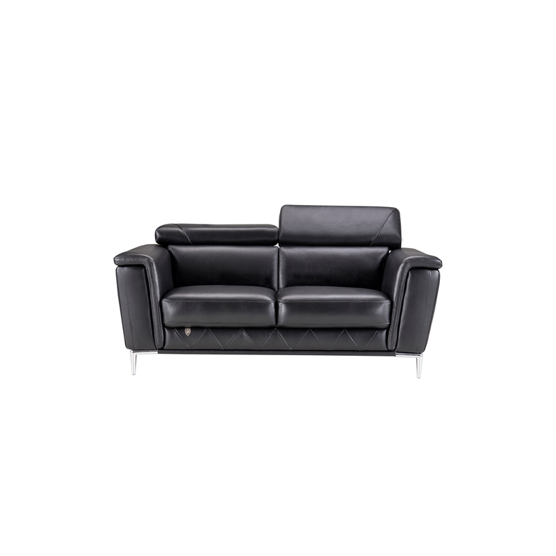 EK071 Black Color With Italian Leather Loveseat