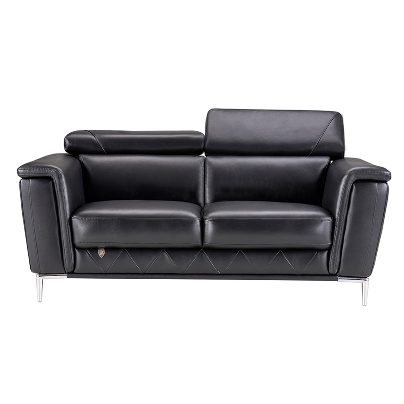 EK071 Black Color With Italian Leather Loveseat