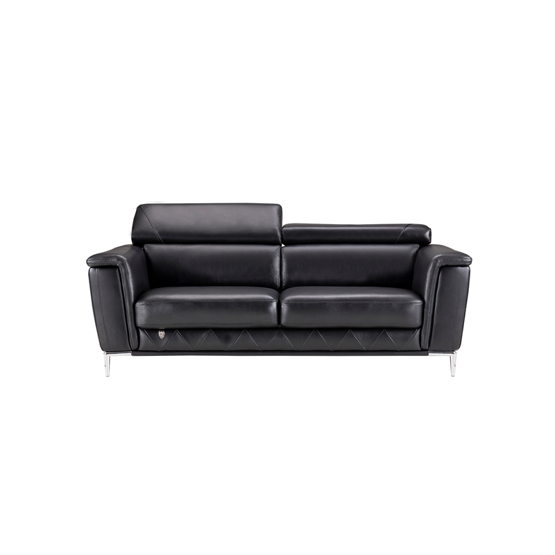 EK071 Black Color With Italian Leather Sofa