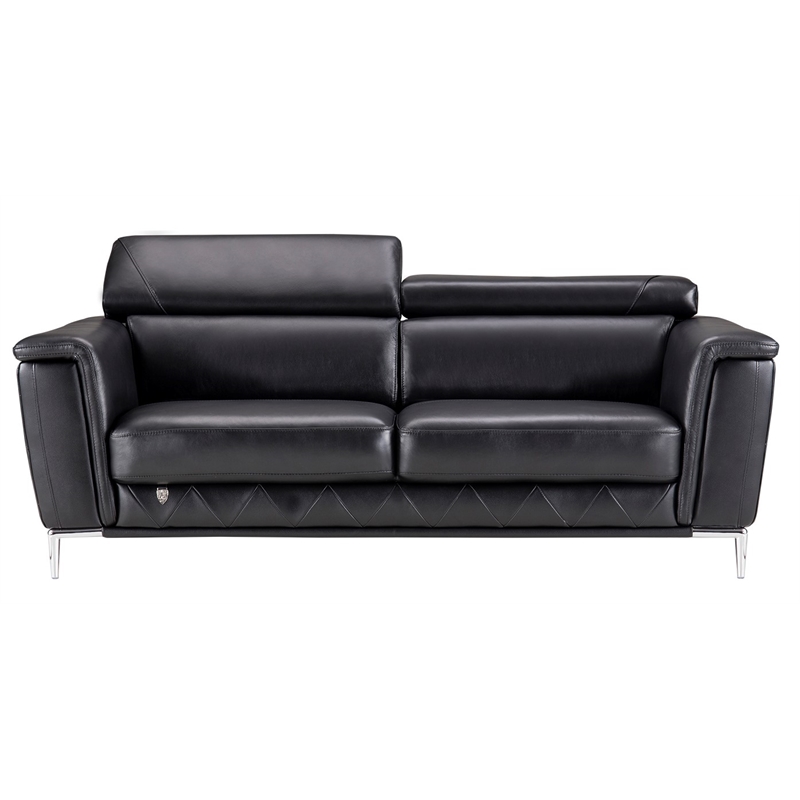 EK071 Black Color With Italian Leather Sofa