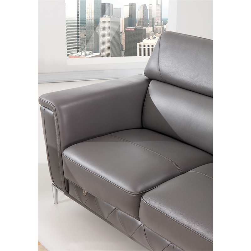 EK071 Dark Gray Color With Italian Leather Loveseat