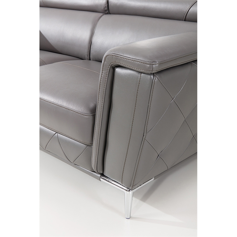 EK071 Dark Gray Color With Italian Leather Loveseat