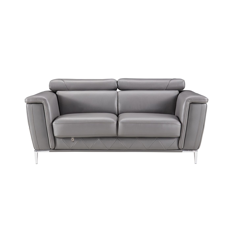 EK071 Dark Gray Color With Italian Leather Loveseat