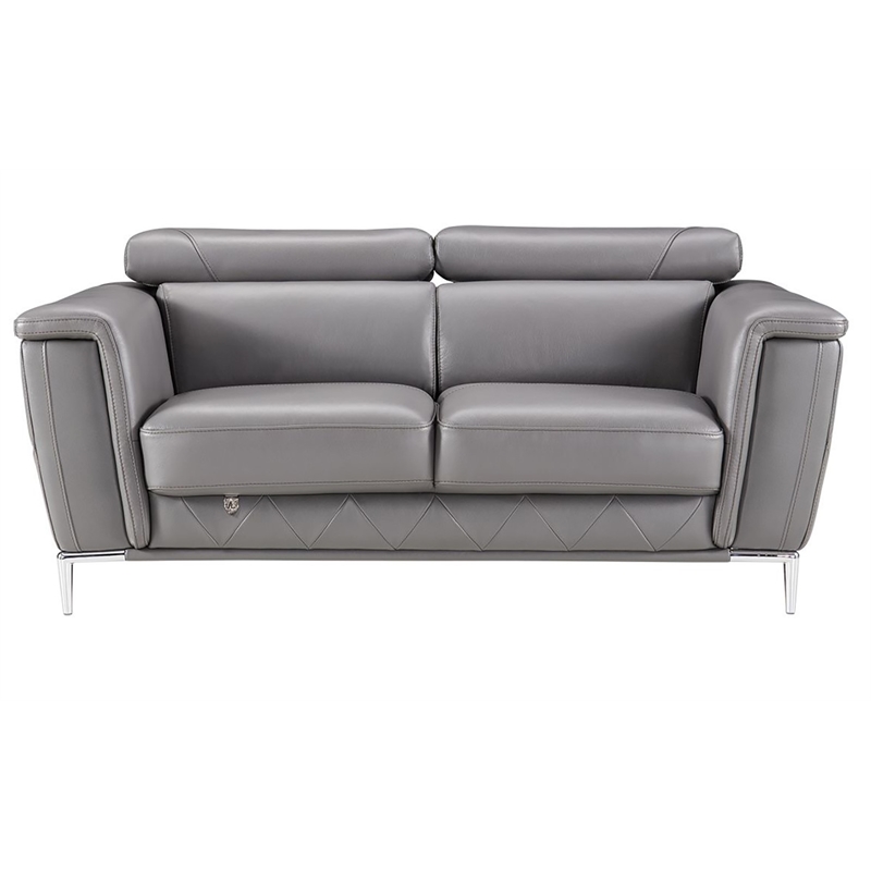 EK071 Dark Gray Color With Italian Leather Loveseat