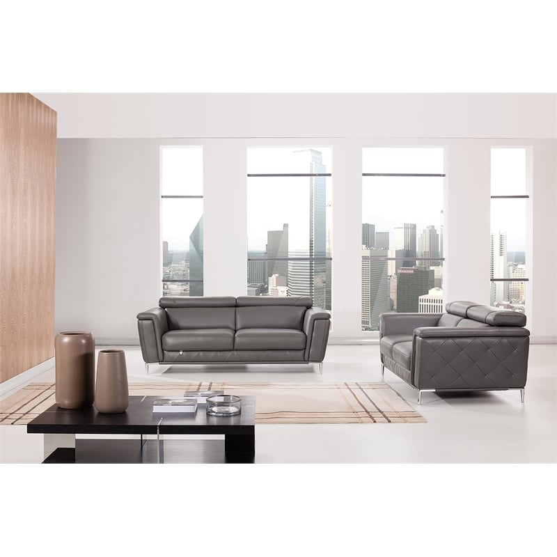 EK071 Dark Gray Color With Italian Leather Sofa