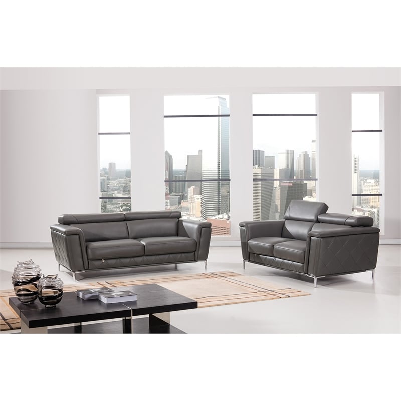 EK071 Dark Gray Color With Italian Leather Sofa