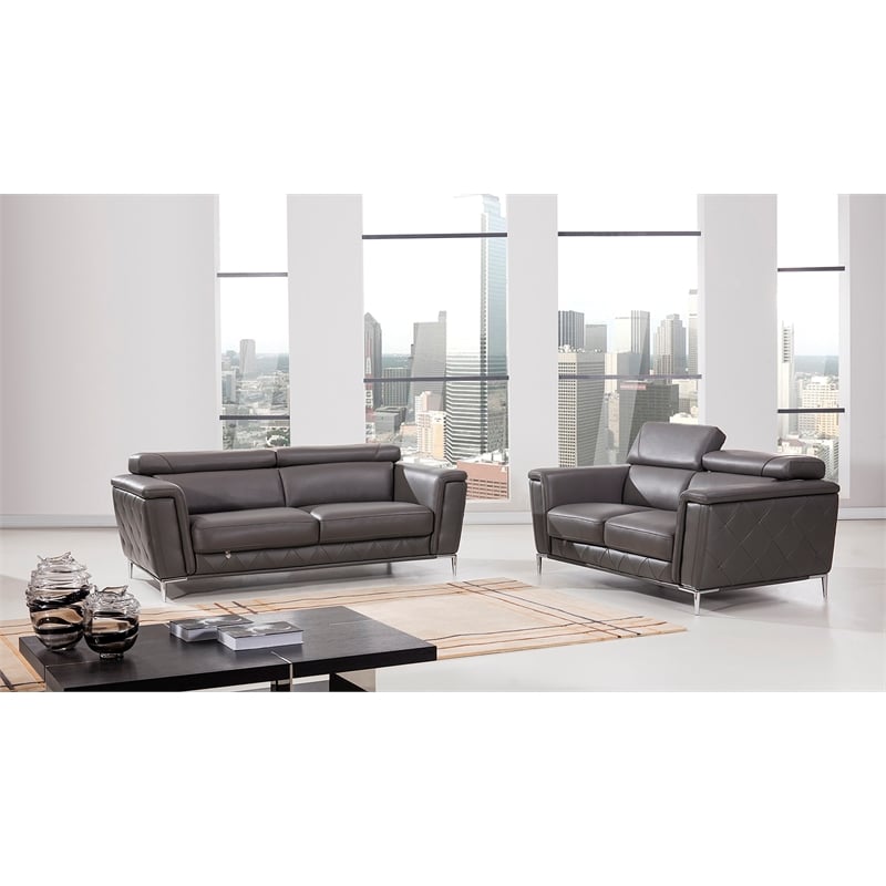 EK071 Dark Gray Color With Italian Leather Sofa