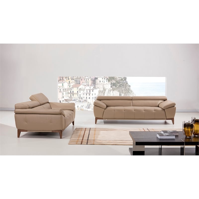 EK076 Tan Color With Italian Leather Loveseat