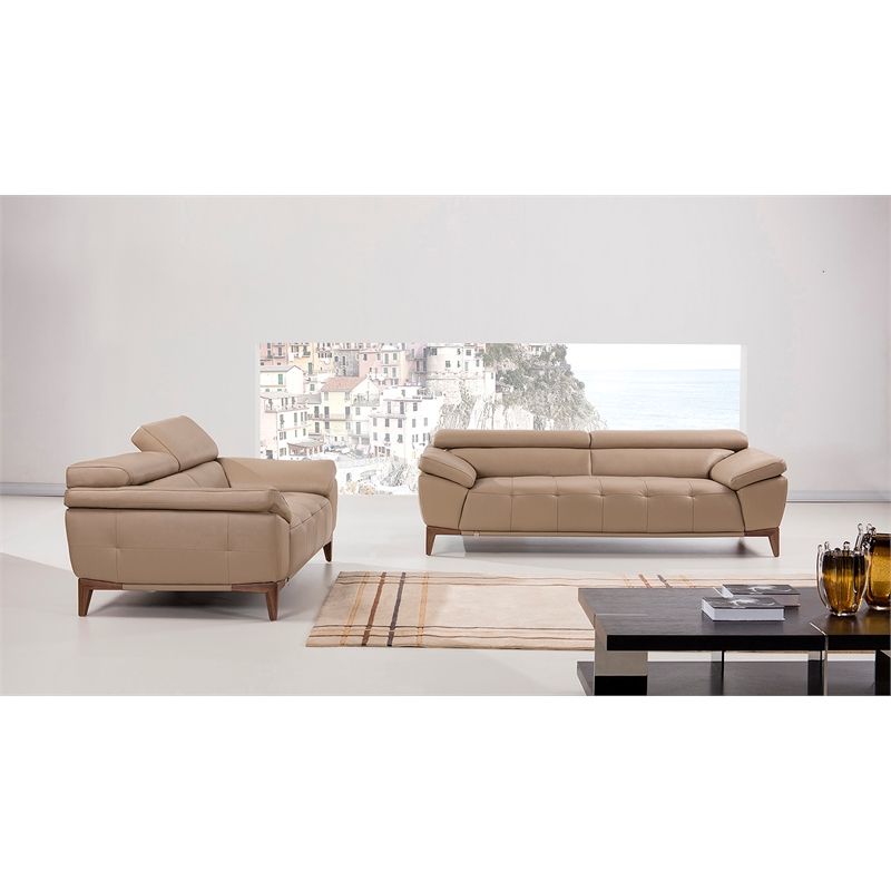 EK076 Tan Color With Italian Leather Sofa