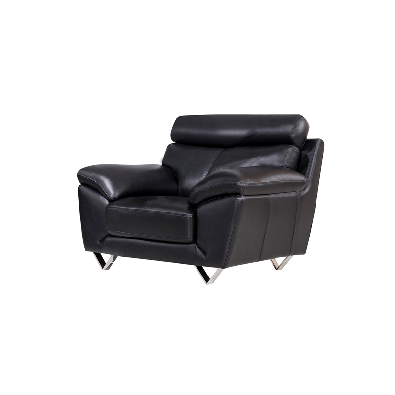 EK078 Black Italian Full Leather Chair