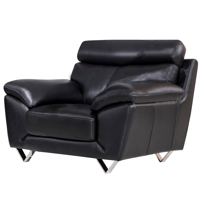EK078 Black Italian Full Leather Chair