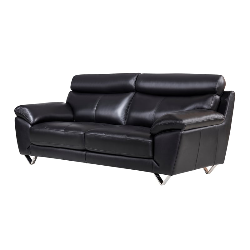 EK078 Black Color With Italian Leather Sofa